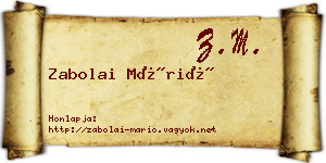 Zabolai Márió névjegykártya